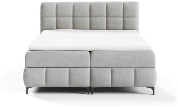 Boxspringbett Schlafzimmerbett SOPHIE 100x200cm Stoff Salvador Silbergrau Bild 2