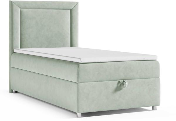 Best for Home Boxspringbett K3 SINGLE mit Bettkasten mit Lieferung, Aufbau & Entsorgung (Mintgrun 70x200)