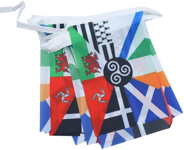 AZ FLAG - Fahnenkette Keltisch Multi 6 Meter Mit 20 Flaggen - 21x14 cm - Keltisch Multi Girlande Flaggenkette 14x21 Cm