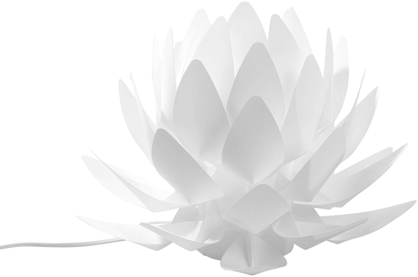 'Musone' Tischlampe Weiß 30 cm Blumenform Wasserlilie langes Kabel mit Schalter Kinderzimmer Beleuchtung Moderner Stil