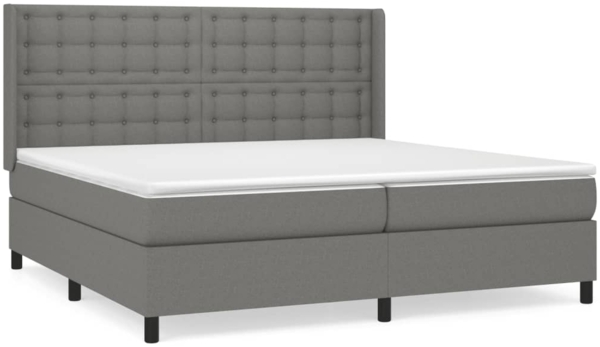 Boxspringbett mit Matratze Stoff Dunkelgrau 200x200 cm, Härtegrad: H2 [3131778]