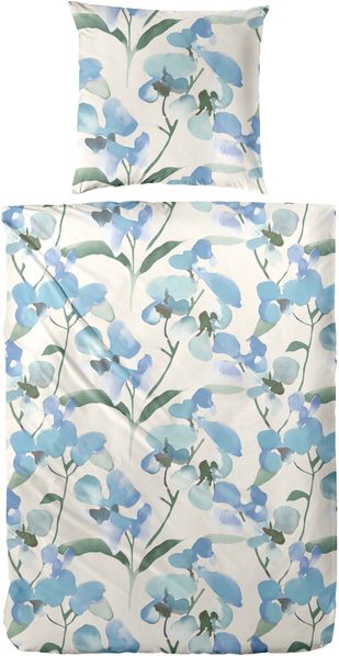 Primera Renforce Bettwäsche 135x200 Blüten Aquarell blau beige 123109-35