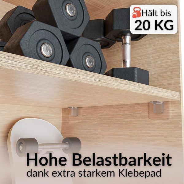 DEKAZIA Wandregalhalter ohne Bohren, Regalbodenhalter selbstklebend, Träger für Regalböden, versch. Größen & Lasten, 4er, 10er, 16er Set 16-tlg, Regalbodenträger Sets Bretthalter für Schränke Regale
