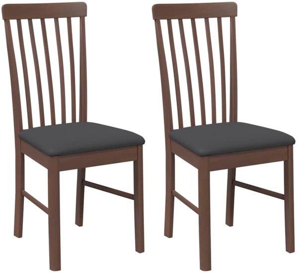 vidaXL Esszimmerstühle mit Kissen 2 Stk. Braun Massivholz Gummibaum 4102500