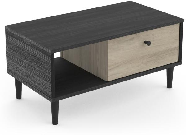 Couchtisch >Arty< in Kohlschwarz/helles Holz - 71,7x34,3x38,6cm (BxHxT)