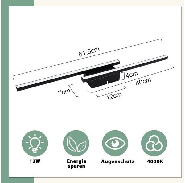 Nettlife LED Deckenleuchte Flur Wohnzimmer Schwarz moderne Kristall Deckenlampe 12/24W, LED fest integriert, Warmweiß, Flur Küche Bild 3