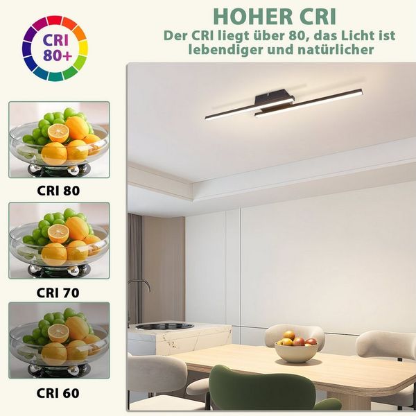 Nettlife LED Deckenleuchte Flur Wohnzimmer Schwarz moderne Kristall Deckenlampe 12/24W, LED fest integriert, Warmweiß, Flur Küche Bild 2