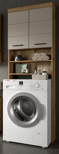 Waschmaschinenschrank Shawn in sand und Eiche 63 x 191 cm