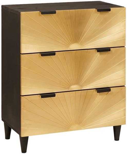 vidaXL Sideboard Schwarz und Gold 60 x 33 x 75 cm Massivholz Mango 4017831
