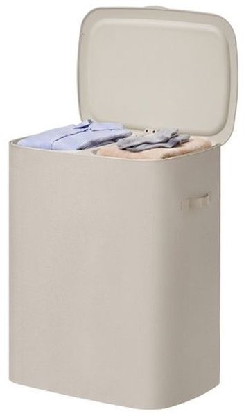 SONGMICS Wäschekorb mit Deckel 2 Fächer, Wäschesortierer 160 L, 56 x 40,5 x 70 cm, Beige