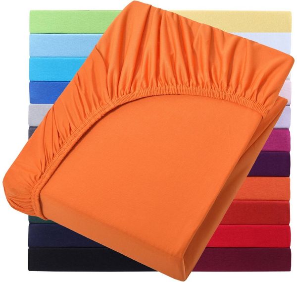 NatureMark Spannbettlaken Jersey Basic Spannbetttuch, 100% Baumwolle, Gummizug: rundum, (1 Stück), in vielen Größen und Farben, bis 25cm Steghöhe, 90x200 cm, Terrakotta