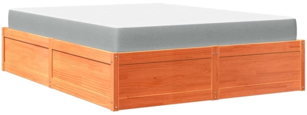 vidaXL Bett mit Matratze Wachsbraun 140x200 cm Massivholz Kiefer 3281936