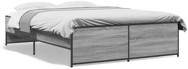 vidaXL Bettgestell Grau Sonoma 140x190 cm Holzwerkstoff und Metall 3279900