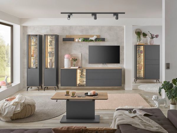 Mäusbacher Highboard, Faro Highboard B 101 cm, inkl. Beleuchtung, Push to open, Metallfüße