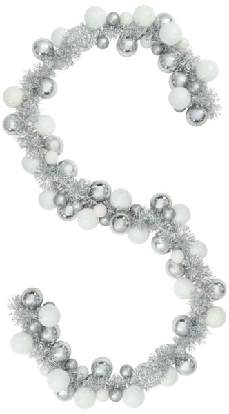 vidaXL Weihnachtskugelgirlande Weiß und Silber 186 cm Polystyrol 42019696