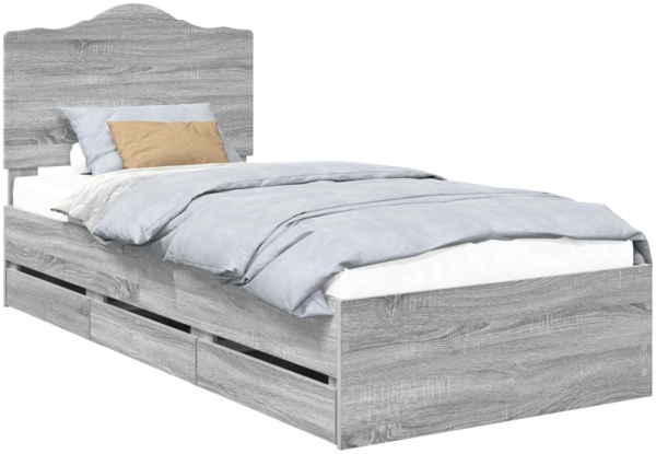vidaXL Bettrahmen Graues Sonoma 90 x 190 cm Ingenieurs Holz 3413455