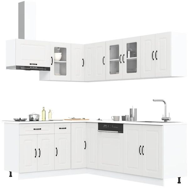 vidaXL 11-tlg. Küchenschrank-Set Kalmar Weiß Holzwerkstoff 3314881