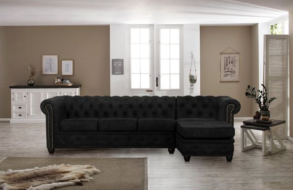Home affaire Chesterfield-Sofa Rysum L-Form, Chesterfield-Optik mit Ottomanen-Abschluß