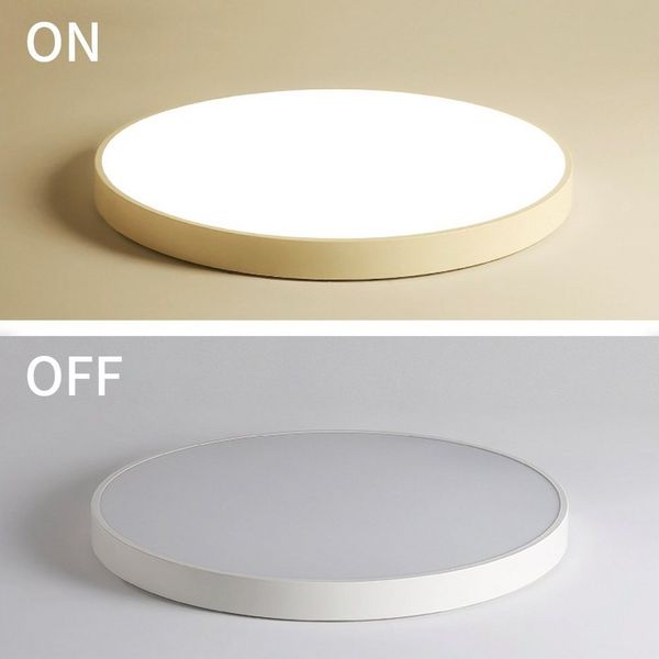 style home LED Deckenleuchte Runde Deckenlampe aus Metall, LED fest integriert, Leuchte für Wohnzimmer Schlafzimmer Küche Büro, 50x50x4cm, Weiß