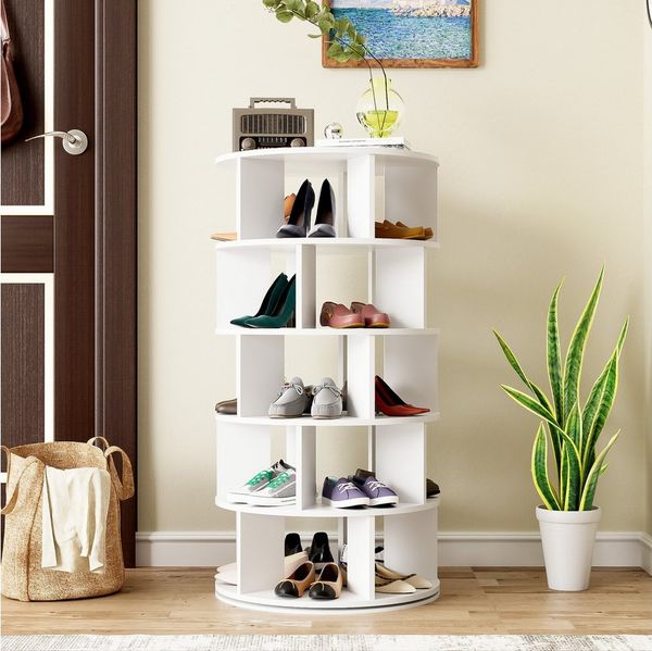 Merax Schuhregal, Standregal mit 5 Ebenen, Schuhschrank drehbar, Ecke Schuhablage