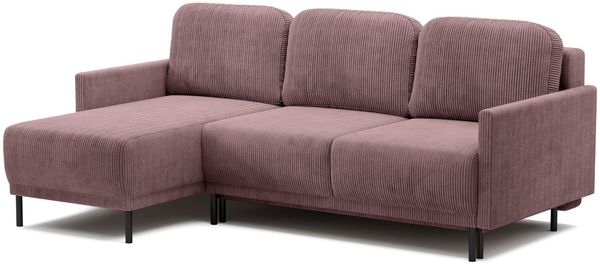 Selsey 'Hamiel' Ecksofa mit Schlaffunktion & Bettkasten, Cord, Universal, Lila