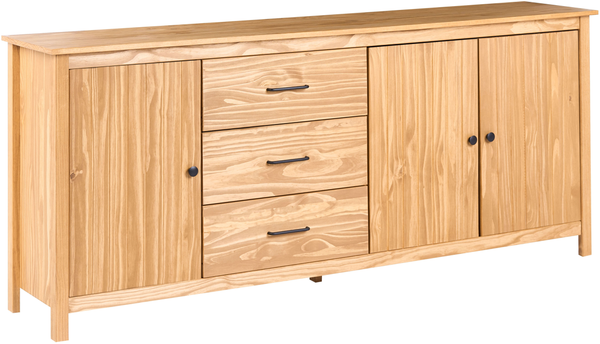 Sideboard mit 3 Türen LEONORA Kiefernholz Hellbraun
