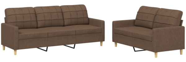vidaXL 2-tlg. Sofagarnitur mit Kissen Braun Stoff 3201309