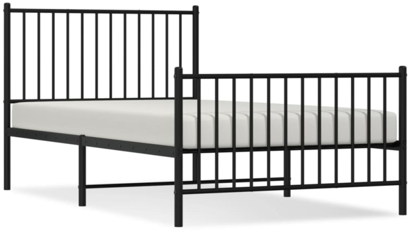 vidaXL Bettgestell mit Kopf- und Fußteil Metall Schwarz 100x190 cm 350876