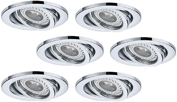 3/6 oder 9-er Set LED Einbaustrahler 3,5W 230V GU10 51mm Chrom/Metall Warm-Weiss inkl. LED14121
