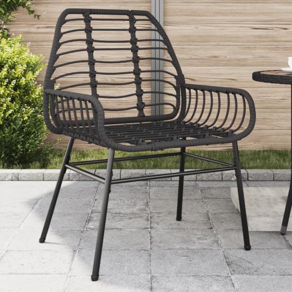 vidaXL Gartenstühle 2 Stk. Schwarz Poly Rattan 369091