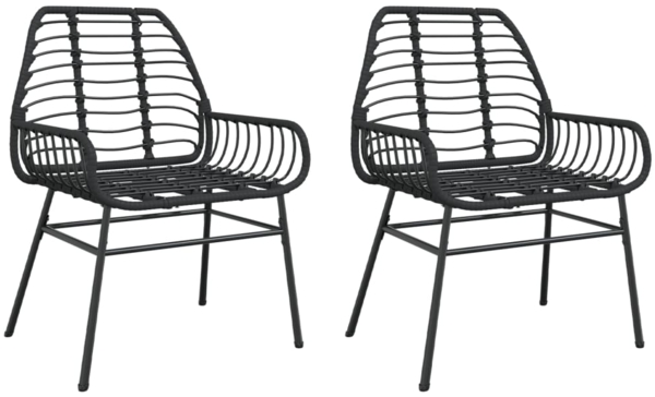 vidaXL Gartenstühle 2 Stk. Schwarz Poly Rattan 369091