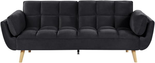 Schlafsofa 3-Sitzer Samtstoff schwarz ASBY