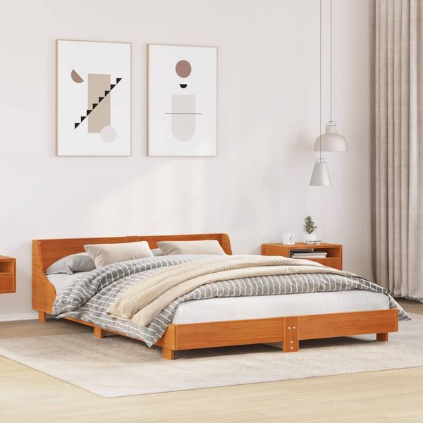 vidaXL Massivholzbett ohne Matratze Wachsbraun 120x200 cm Kiefernholz 850733