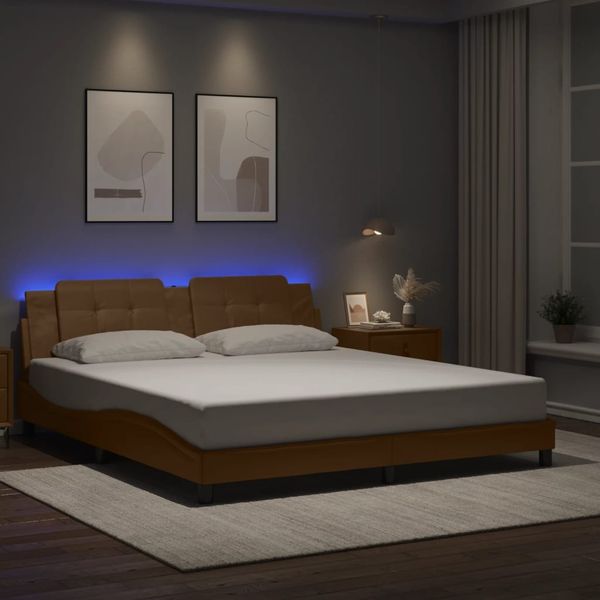 vidaXL Bettgestell mit LED ohne Matratze "Zadar" Cappuccino-Braun 180x200 cm 3214128
