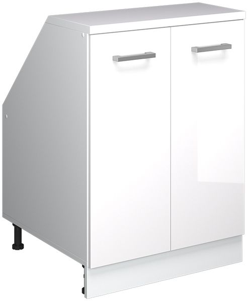 Dachschrägenschrank Rion Weiß Hochglanz 60x81.6 cm mit 2 Türen, Schrankkorpus 60 cm Tiefe Vicco
