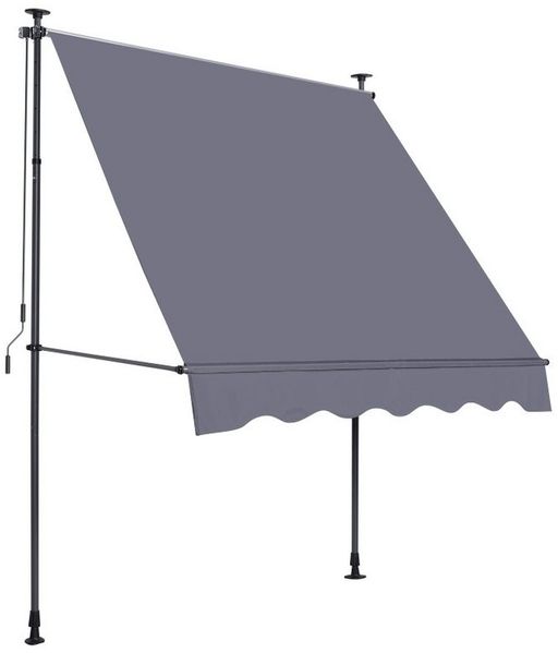 BBWL Klemmmarkise Gelenkarmmarkise ohne Bohren höhenverstellbar UV-Schutz Handkurbel Klemmmarkise Balkon Aluminium Grau Bild 2