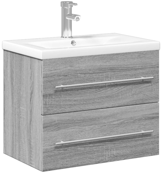 vidaXL Waschbeckenunterschrank mit Einbaubecken Grau Sonoma-Eiche 3278774