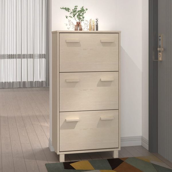 vidaXL Schuhschrank HAMAR Honigbraun 59,5x35x117 cm Massivholz Kiefer 340512