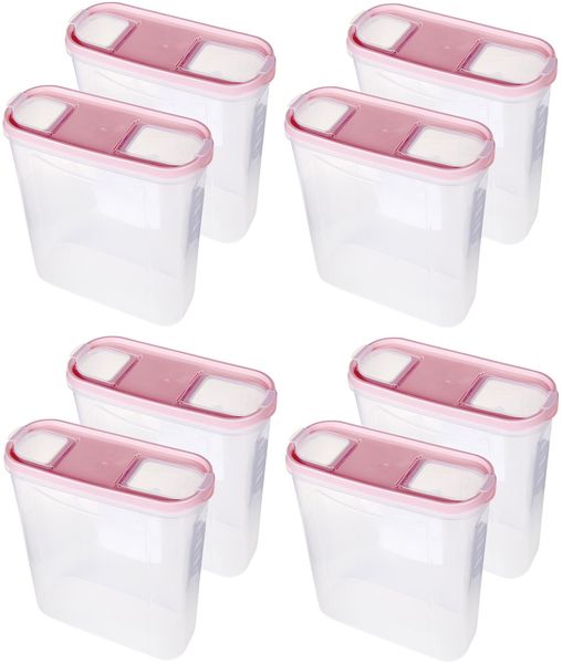 Vorratsdosen mit Deckel 4,5 Liter ( 8er Pack / Altrose ), Luftdicht Schüttdose BPA frei, Vorratsbehälter Set - Frischhaltedosen Klappdeckel