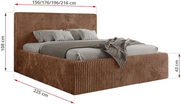 MKS Möbel 'Tiliano Classic' Polsterbett mit Stauraum, Cordstoff, Orange, 160x200 cm, Foam | H2 - weich Bild 4