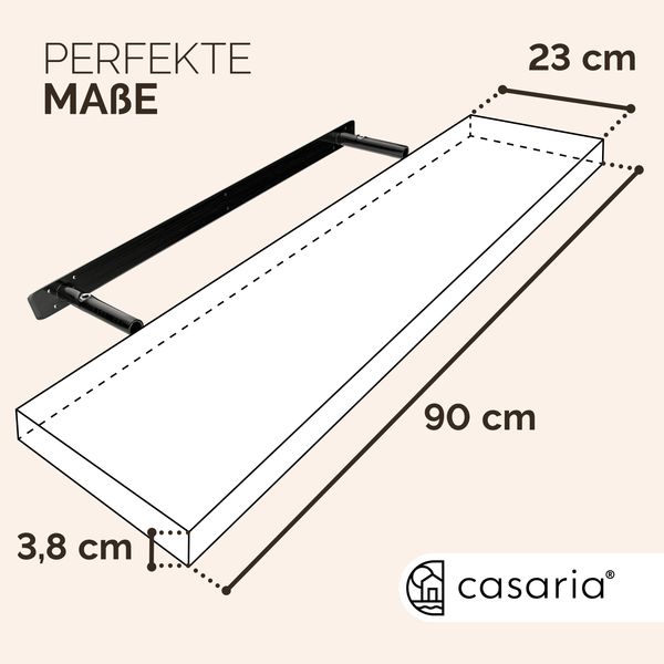 Casaria Wandregal mit Halterung, MDF, Weiß / Matt, 90 x 23 x 3,8cm Bild 3