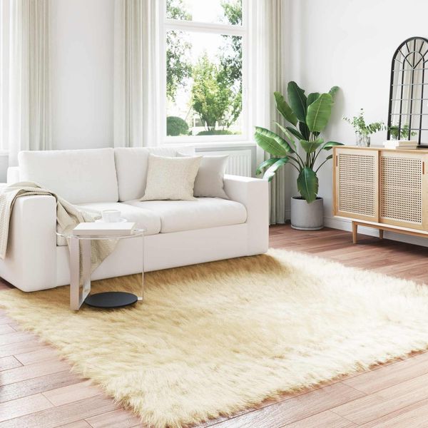 vidaXL Teppich aus Kunstschaffell TAFALLA Creme 240 x 240 cm Polyester 42021512