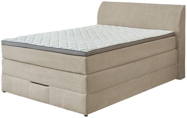 Boxspringbett Kawai / BX2380 Kurt, Stoff, Beige, 148 x 106 x 216 cm