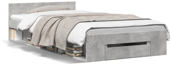 vidaXL Bettgestell mit Schublade Betongrau 90x200 cm Holzwerkstoff 3280800