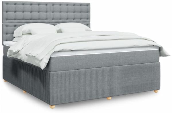 vidaXL Boxspringbett mit Matratze Hellgrau 180x200 cm Stoff 3292149