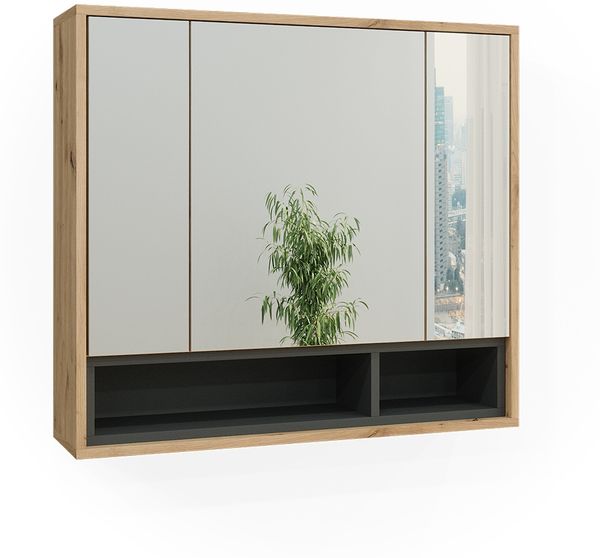 Badspiegelschrank Beatrice Artisan Eiche/Anthrazit 80 x 72 cm Vicco
