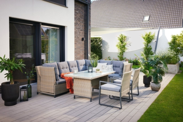 Primaster Gartenmöbel-Set Rattan/Aluminium Gartenlounge Sitzgruppe für 7 Pers