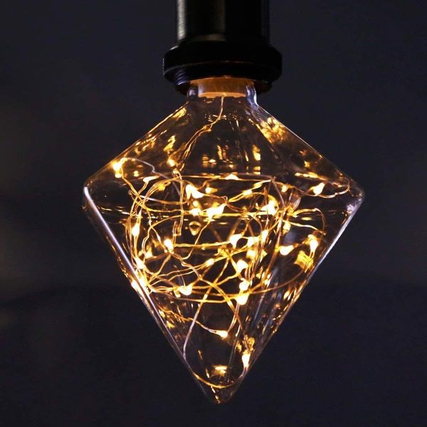ZMH LED-Leuchtmittel Vintage Glühbirne E27 Fireworks 3W Diamant 2700k Warmweiß
