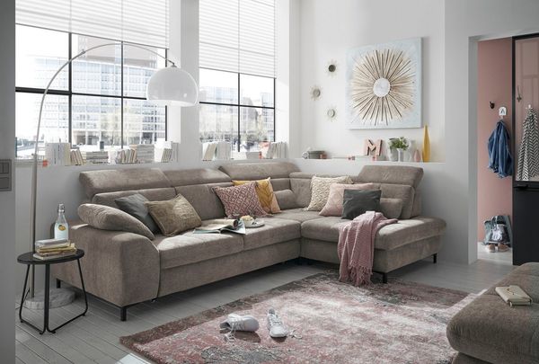 set one by Musterring Ecksofa SO 3400 Sitzhöhe 47cm oder 49cm, Sitztiefe verstellbar, B/T 317/220 cm, Kaltschaumpolsterung, Flachgewebe, whlw. mit Funktionen, Sitzhöhe 47