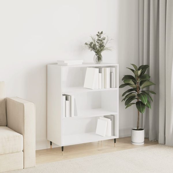 vidaXL Bücherregal Hochglanz-Weiß 69,5x32,5x90 cm Holzwerkstoff 828342